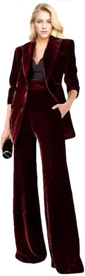 Velvet Womens Pant Suit Double Breasted Suit Women Formal Suit Womens Business Suits 2 Piece Set