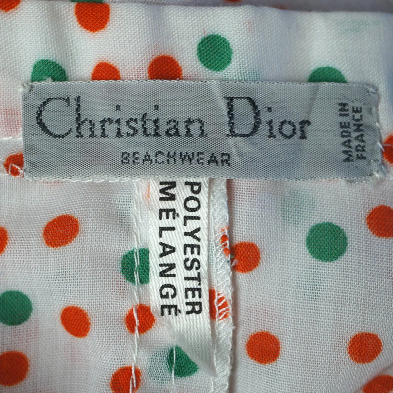Vintage Christian Dior Polka Dot Beachwear Skirt 1970s Unused Old Stock NOS 26”W