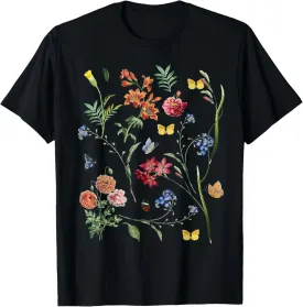 Vintage Wild Botanical Flower Cottagecore Gardening Lover T-Shirt