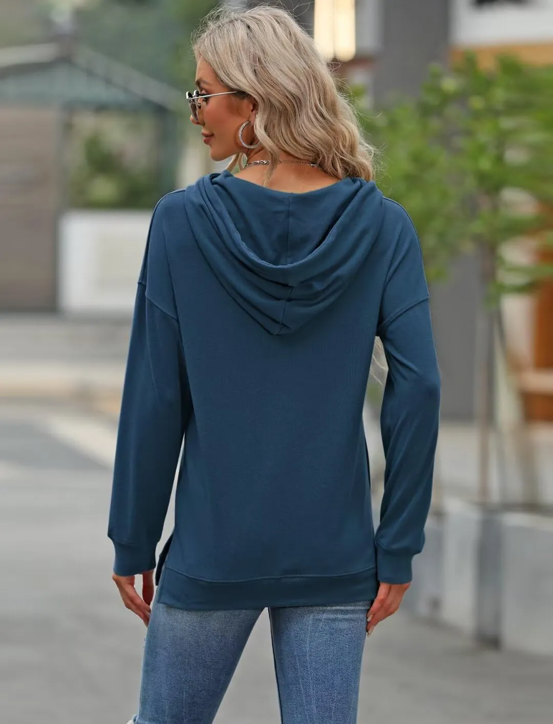 Women Sunflower Graphic Hoodies Long Sleeve Pullover Drawstring Sweatshirt Loose Fit Tunic Tops