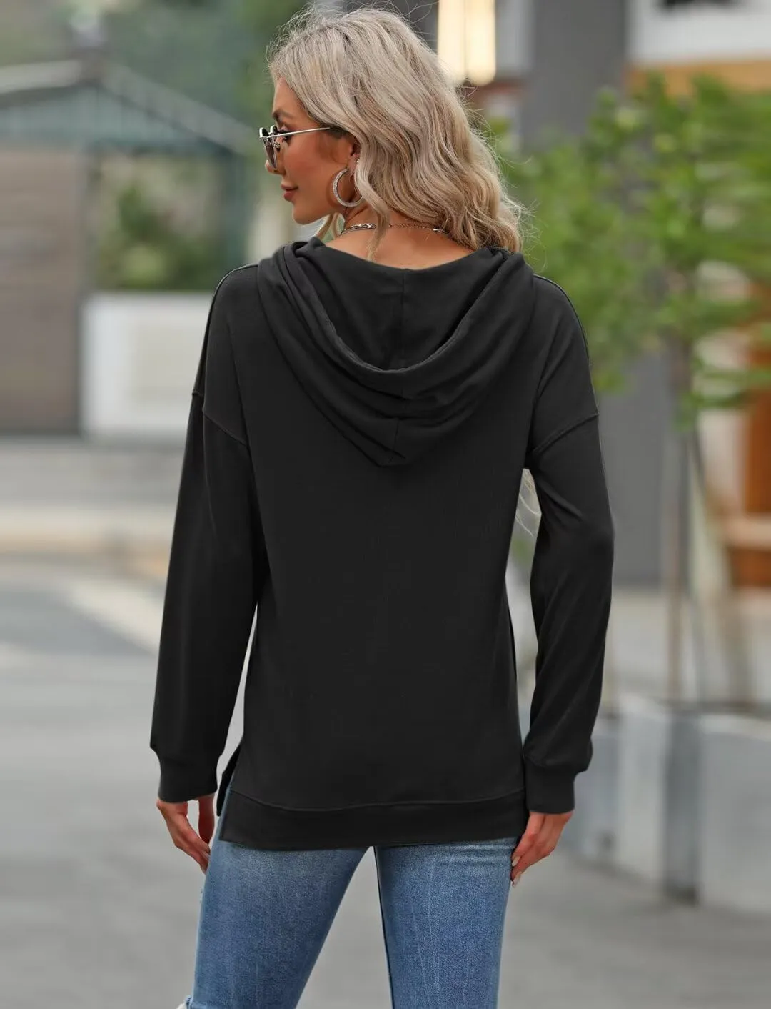 Women Sunflower Graphic Hoodies Long Sleeve Pullover Drawstring Sweatshirt Loose Fit Tunic Tops