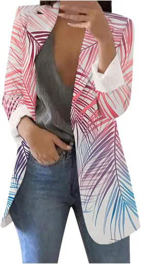 Women's Blazers & Suit Jackets Casual Printed Suit Long Sleeve Loose Comfortable Cardigan Coat Casual Blazer